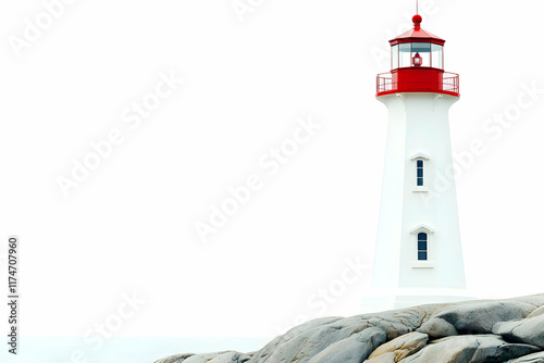 Lighthouse on Rocks Realistic Image