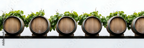 Wine Barrels with Grapevines Illustration