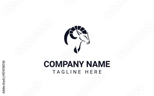 Elegant Ram Animal Logo Design Vector Illustration