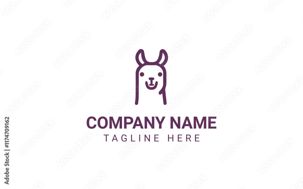 Fototapeta premium Llama Animal Head Logo Design Vector Illustration