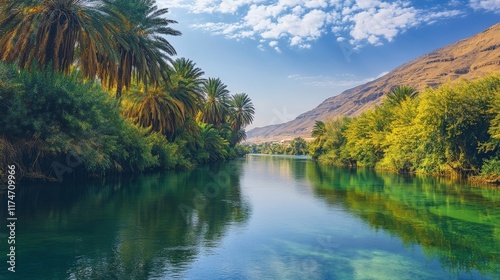 calm river with blue water