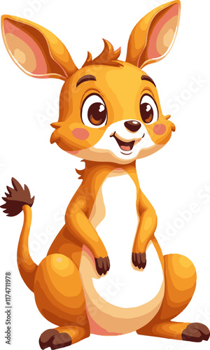  a cute kangaroo vector art illustration