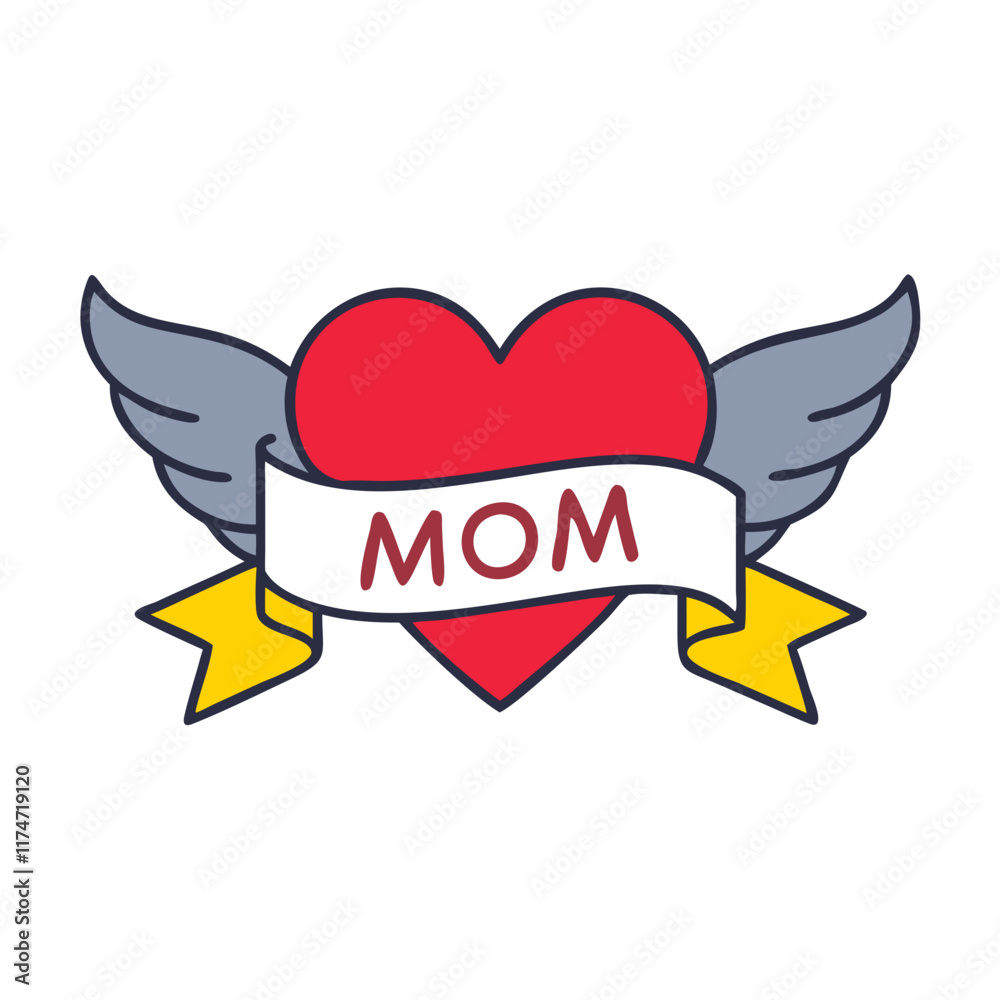 Winged Heart with MOM - Unique Gift Design for Mother's Day Winged Heart with MOM - Unique Gift Design for Mother's Day