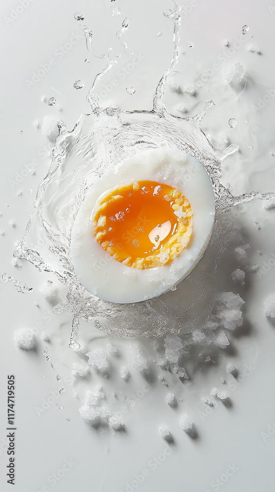 Sliced boiled egg with salt crystals Sliced boiled egg with salt crystals