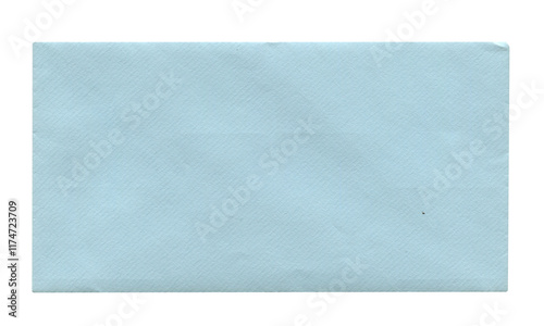 Fototapeta Naklejka Na Ścianę i Meble -  back view of old closed aged blue paper long envelope isolated on white