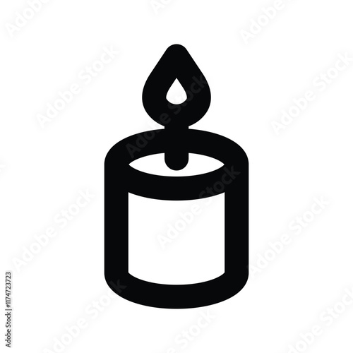 Old fashioned lit candle / candlestick on holder flat vector icon for apps and websites