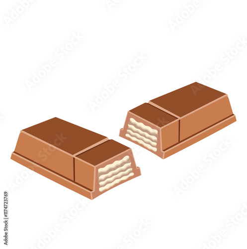 Chocolate Wafer Bar Sweet Snack Illustration Isolated on White Background