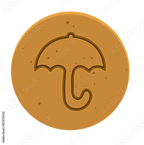 Dalgona Candy Umbrella Shape or Sugar Honeycomb Toffee Illustration Isolated on White Background