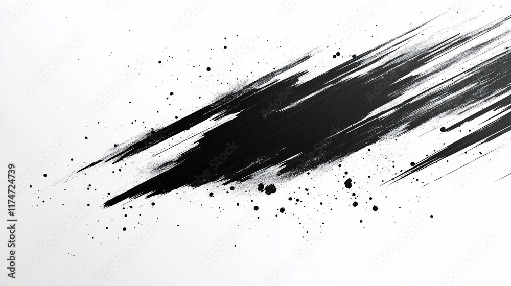 Naklejka premium Abstract black ink splatter on white background.