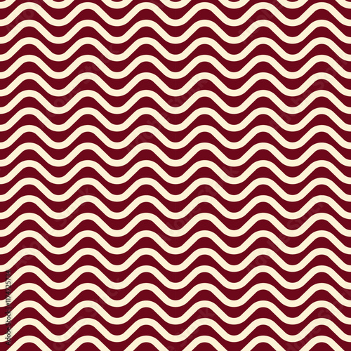 seamless pattern features red and cream wavy lines creating a repetitive and abstract design, perfect for textiles, wallpapers, and modern decorative art