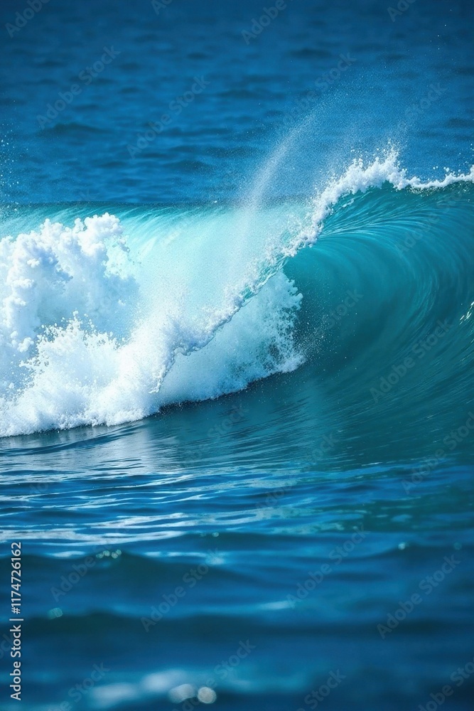 Obraz premium Turbulent blue water, frothy white wave crests, marine, texture, dramatic