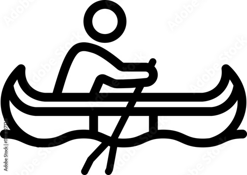 Water Canoe Line Icon