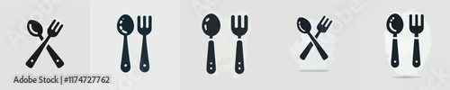 vector set of spoon and fork silhouettes