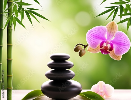 A natural background of wellness, health, spa, meditation, yoga banner with a copy space