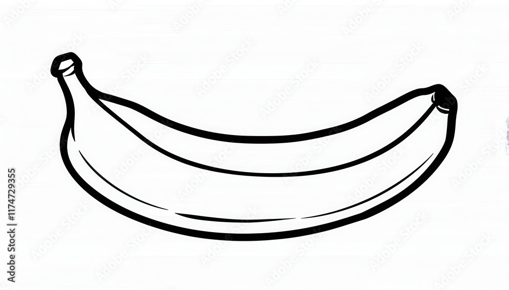 A simple line art drawing of a banana. Ideal for coloring pages, educational materials, or simple design elements. A simple line art drawing of a banana. Ideal for coloring pages, educational materials, or simple design elements.