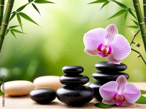 A natural background of wellness, health, spa, meditation, yoga banner with a copy space