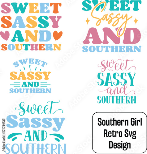 Sweet sassy and southern retro typography girl mom mother