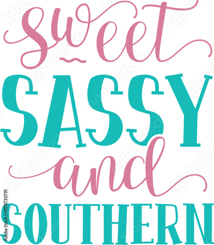 Sweet sassy and southern retro typography girl mom mother