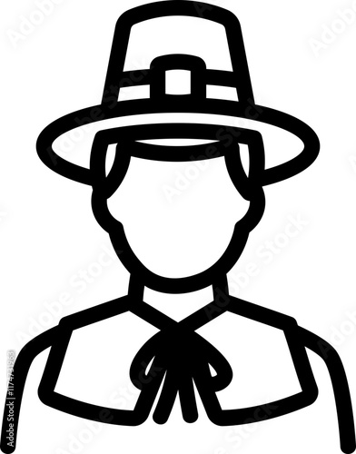 Male Pilgrim Line Icon