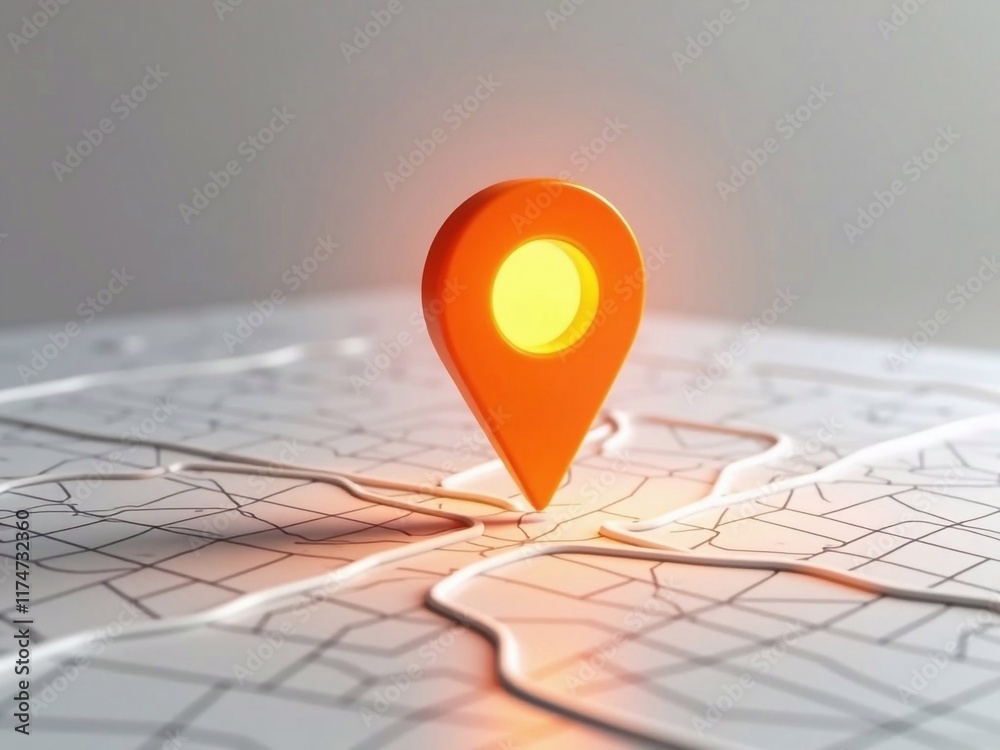 Position marker on city map as a GPS navigation concept Position marker on city map as a GPS navigation concept