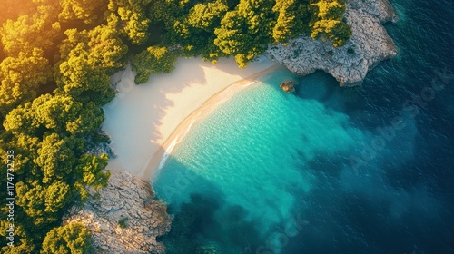 Aerial View of the Stunning Zlatni Rat Beach on Brac Island in Croatia