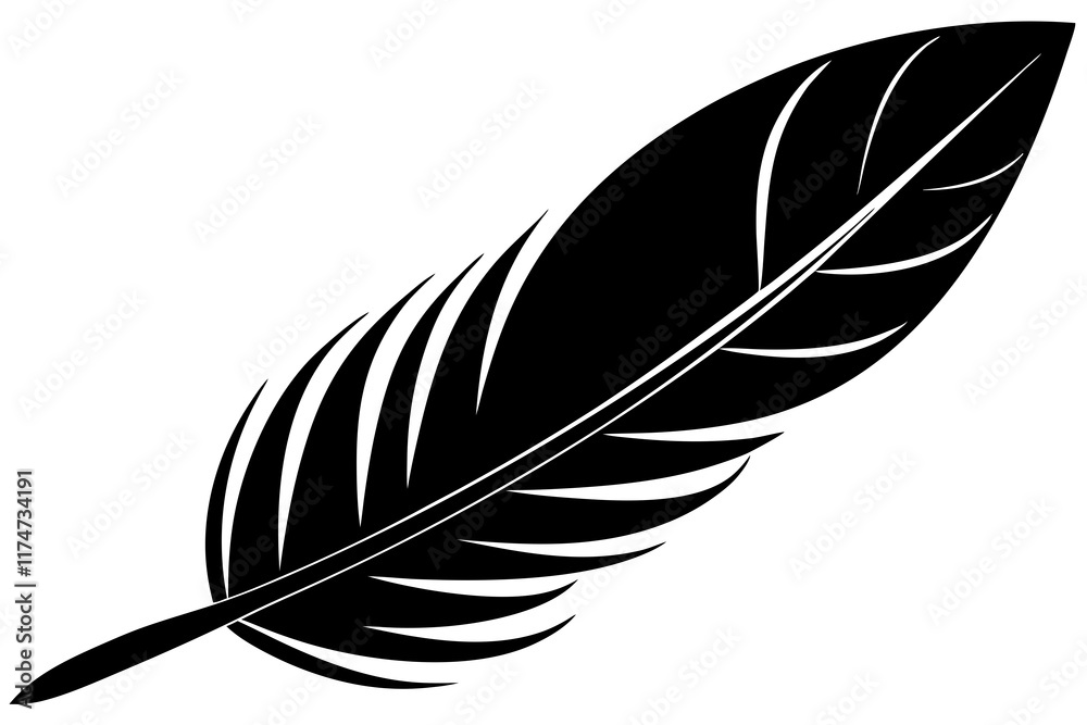 Fototapeta premium Elegant Feather Silhouette Illustration for Art and Design Projects