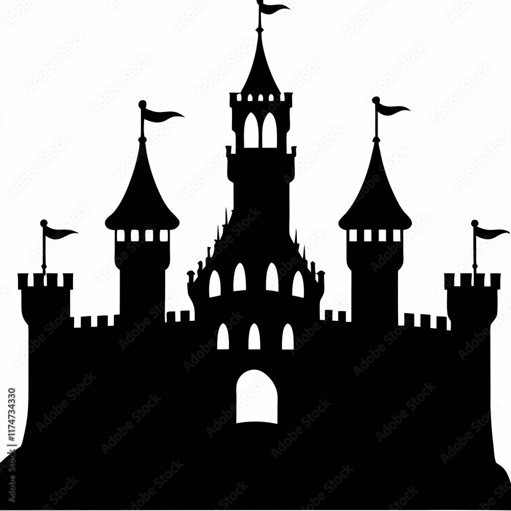 Silhouette of Castle Icon for Digital Designs Perfect for Logos and Illustrations
Silhouette of Castle Icon for Digital Designs Perfect for Logos and Illustrations