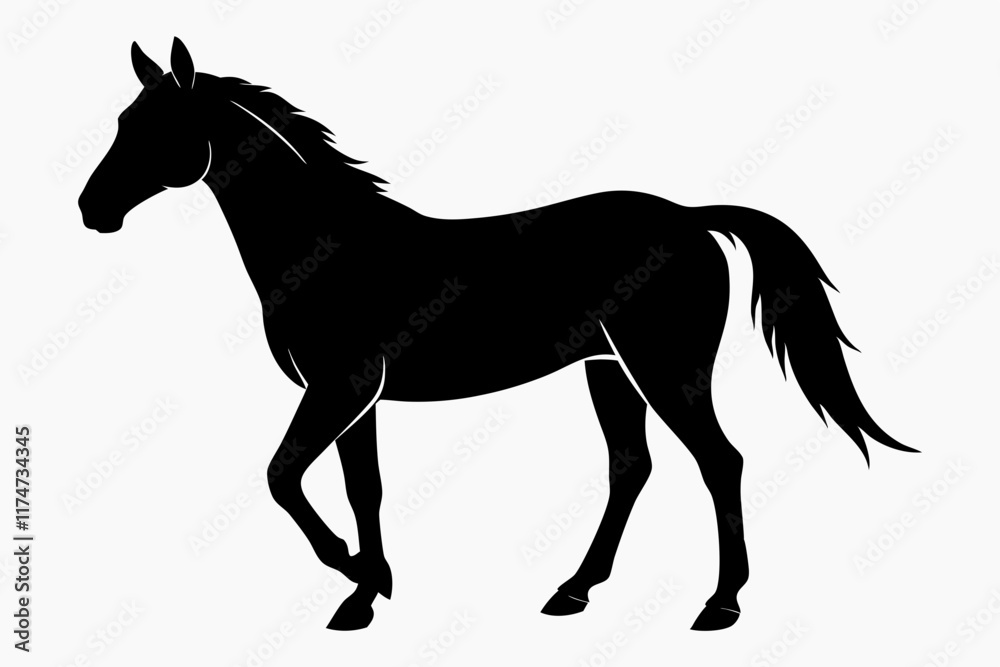 Obraz premium Elegant Horse Icon Silhouette Illustration Perfect for Logos Art and Graphic Design Projects 