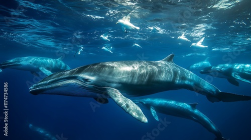 Mesmerizing Underwater Encounter: Bryde's Whales in their Oceanic Realm photo