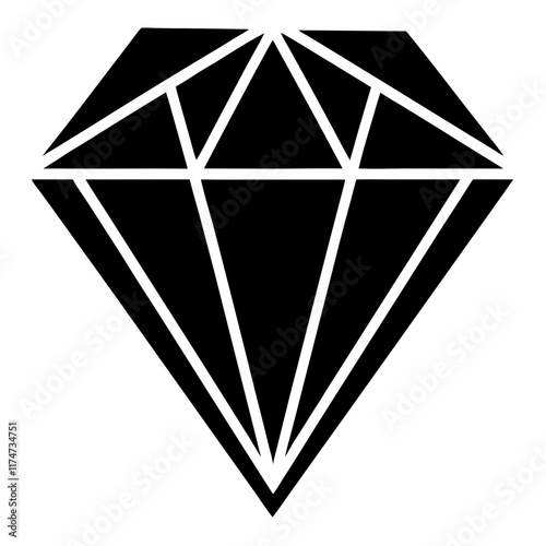 Elegant Diamond Icon Silhouette Design Perfect for Minimalist Projects
