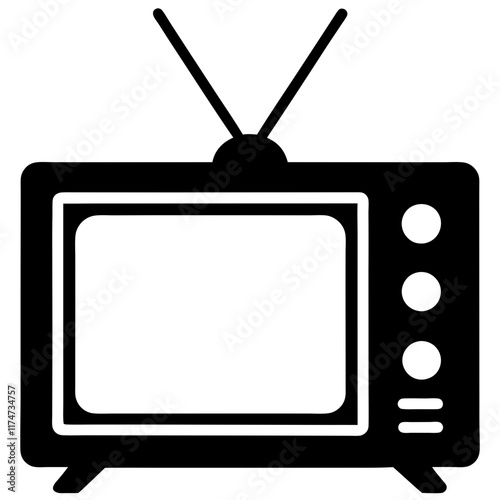 Simple and Minimalist Television Icon Silhouette Perfect for Any Design
