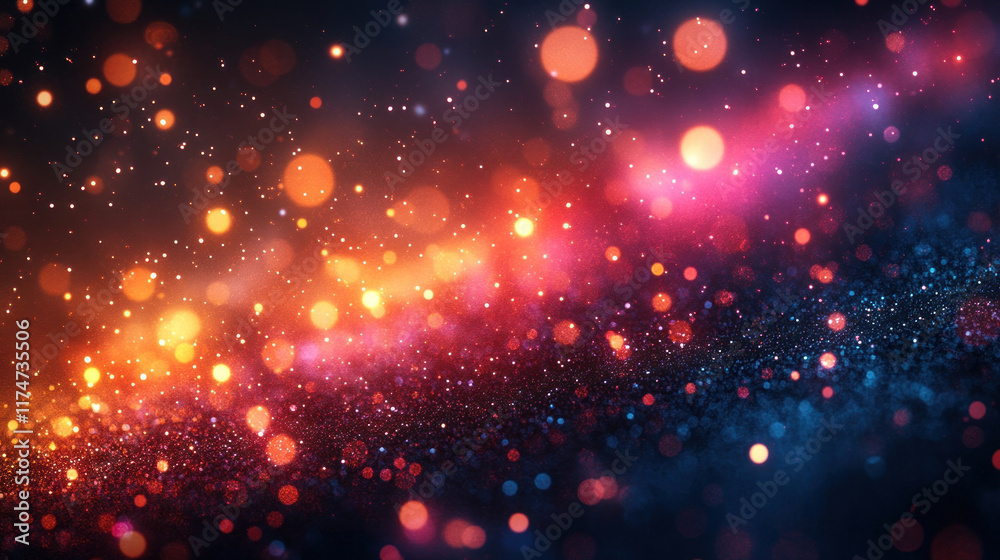 Fototapeta premium Light effects featuring colorful bokeh and lens flares against a dark background
