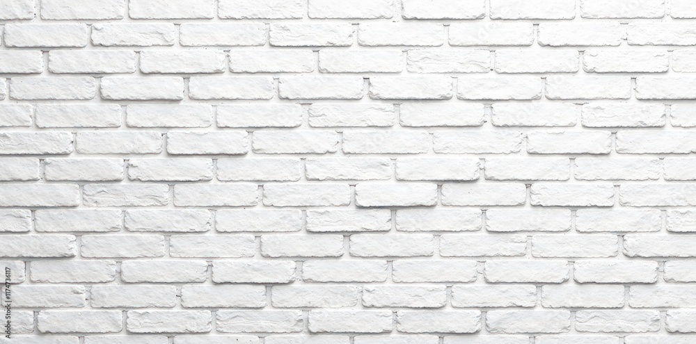 Fototapeta premium Clean whitewashed brick wall texture background, studio shot, surface, image