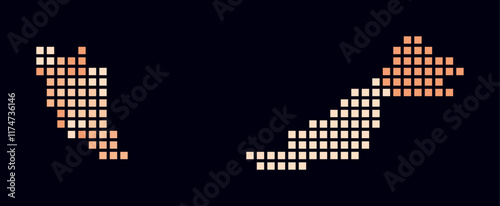 Photography Digital style map of Malaysia on dark background