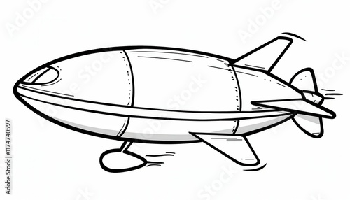 A simple cartoon airship or blimp flying through the air. Ideal for travel or transportation themes in children's books or educational materials. photo