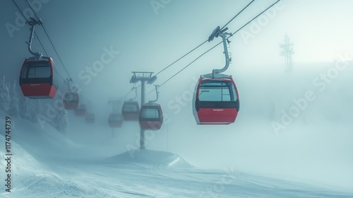 Scenic Winter Ski Resort with Gondola Lifts and Snowy Slopes in Bulgaria