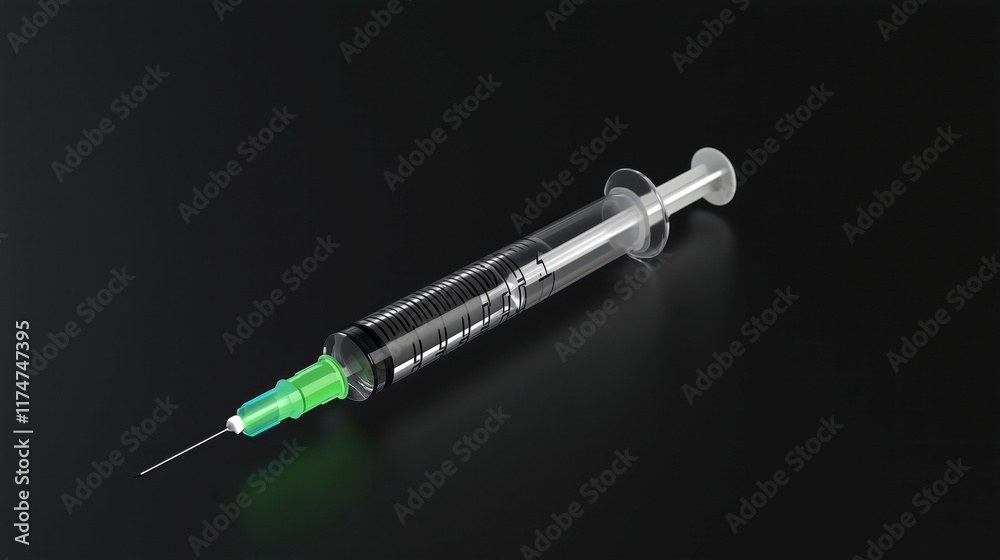 Syringe with Green Needle and Clear Barrel for Medical Use Syringe with Green Needle and Clear Barrel for Medical Use