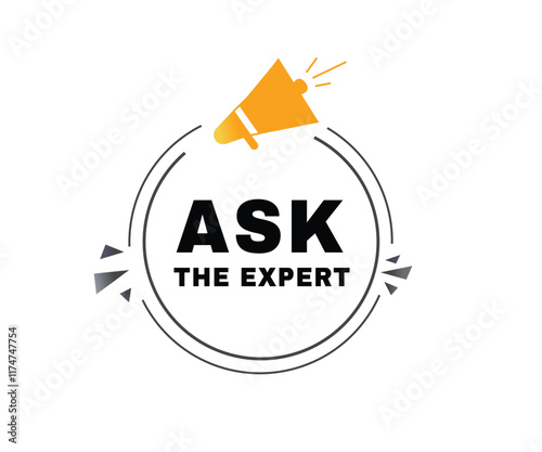 Ask the expert banner label icon speech bubble icon modern element. Vector sign.