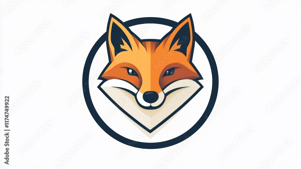 Obraz premium A stylized fox logo featuring a sharp, modern design within a circular outline.
