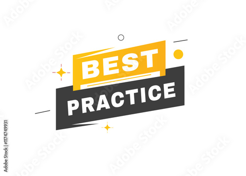 Best practice banner vector icon label element. Modern template for announcement.