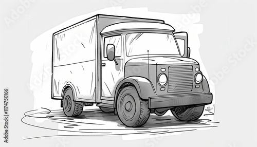 A vintage delivery truck illustration in a classic cartoon style. Ideal for logos, branding, or children's book illustrations.