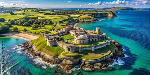 Aerial View of Pendennis Castle, Falmouth, Cornwall, England - Historic Coastal Fortress photo