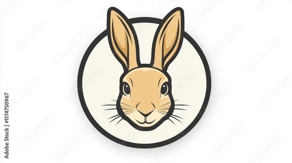 Fototapeta premium A stylized illustration of a rabbit's face within a circular design.