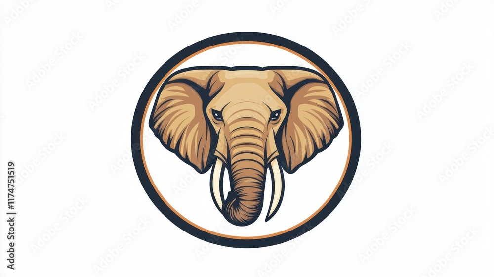 A stylized illustration of an elephant's head within a circular frame. A stylized illustration of an elephant's head within a circular frame.
