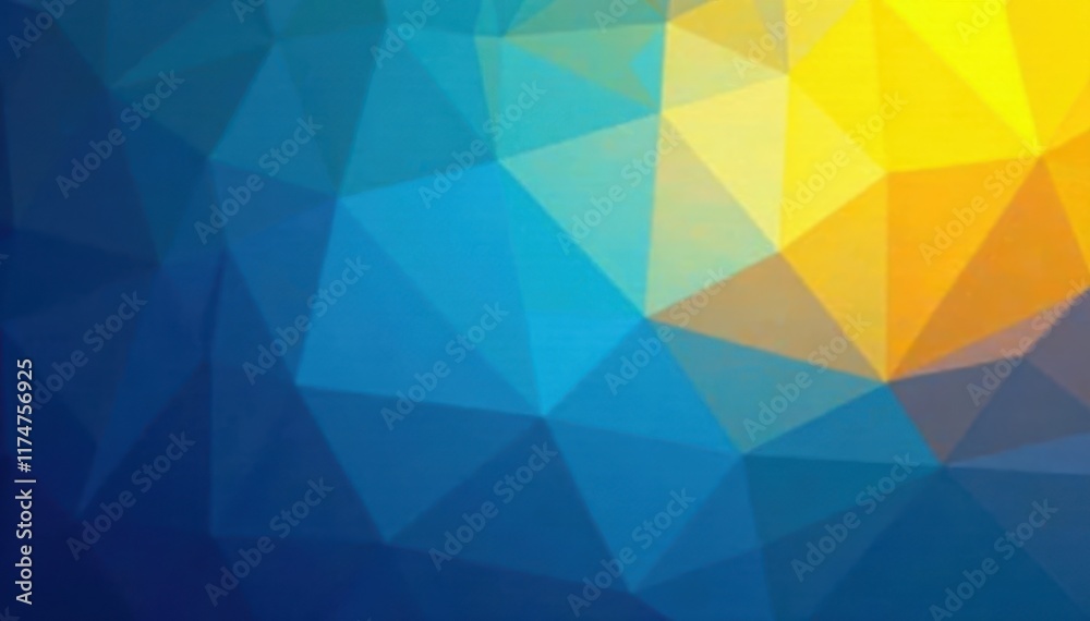 Obraz premium Dynamic blue to yellow gradient geometric backdrop, bold, vivid