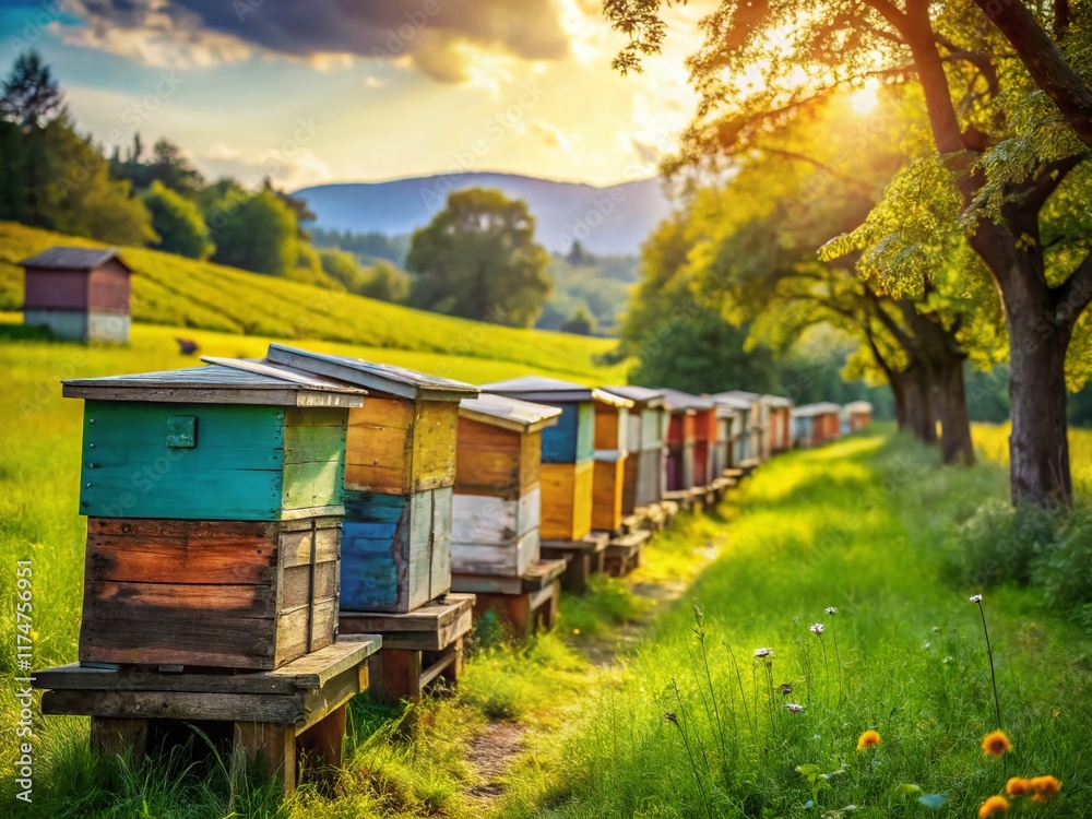 Ancient Beehives: Rural Countryside Honey Harvest Ancient Beehives: Rural Countryside Honey Harvest