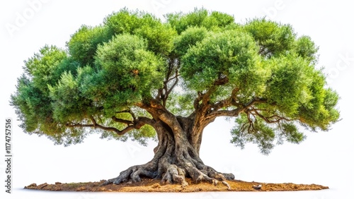 Ancient Olive Tree, Isolated on White Background -  High-Resolution Stock Photo