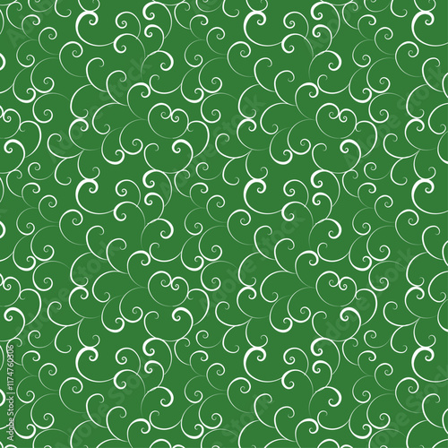 Japanese Pattern: Karakusa Seamless Design - Green Theme (唐草 緑 和柄)