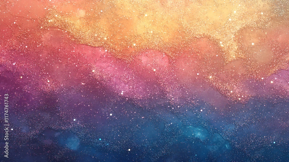 Fototapeta premium Enchanting Cosmic Landscape Glowing Nebula in Vibrant Celestial Night Sky Captivating abstract background with swirling colors shimmering stars and a mystical atmosphere Ideal for science astronomy