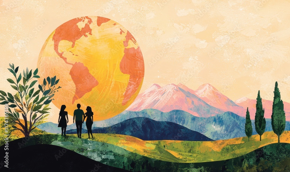 Fototapeta premium Global dei strategies for local impact nature graphic